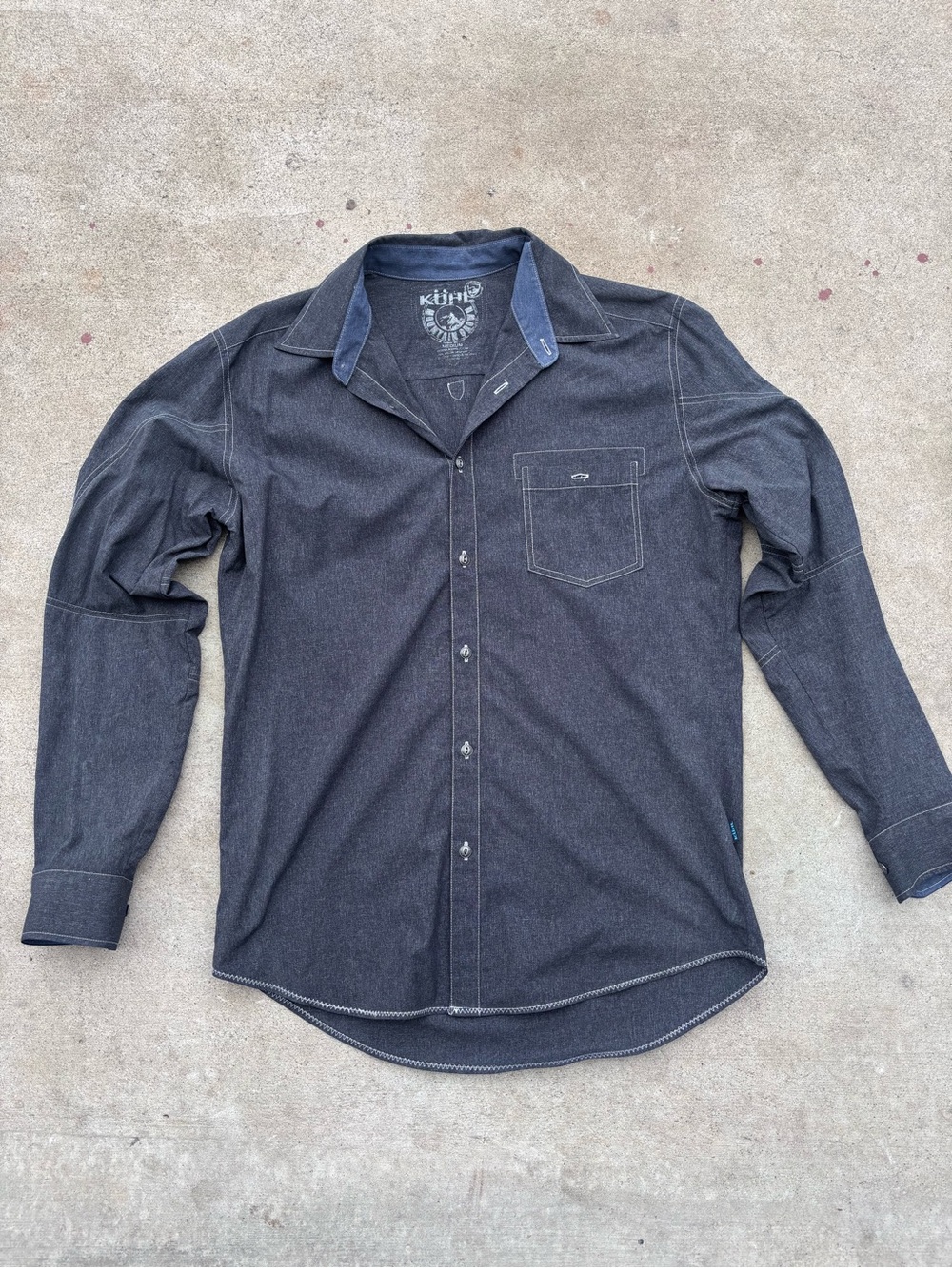 Kühl Men's Dark Gray Long-Sleeve Button-Up Shirt Size Medium
